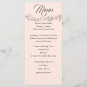 Blush roze en grijze bruiloft menu (Voorkant)