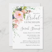 Blush Roze en grijze Floral Bridal Luncheon Kaart (Voorkant)