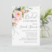 Blush Roze en grijze Floral Bridal Luncheon Kaart (Staand voorkant)