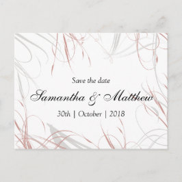 Blush roze en grijze Flourishes Save the Date Aankondigingskaart