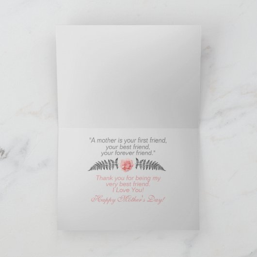 Blush roze en grijze Moederdag Kaart (Binnen)