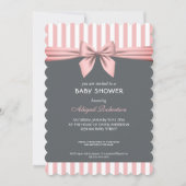 Blush roze en grijze strepen Baby shower Invita Kaart (Voorkant)