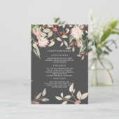 Blush roze en grijze tegenstrijdige bloemen Wedden Menu (Staand voorkant)