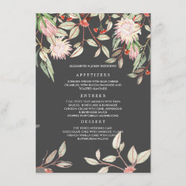 Blush roze en grijze tegenstrijdige bloemen Wedden Menu
