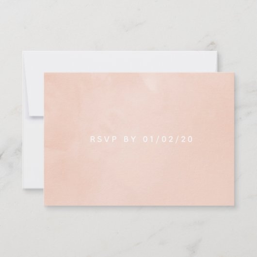 Blush Roze en groen bruiloft RSVP Kaartje (Achterkant)