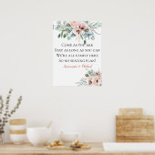 Blush roze en ivoor geen seatingplan bruiloft bord poster (Keuken)