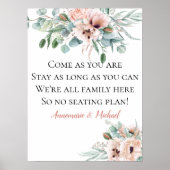 Blush roze en ivoor geen seatingplan bruiloft bord poster (Voorkant)