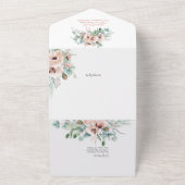 Blush roze en ivoren geometric Floral Wedding All In One Uitnodiging (Buitenkant)