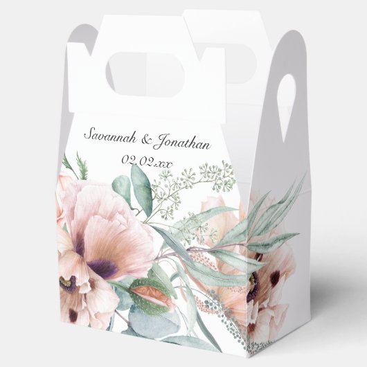 Blush roze en ivoren papaver bedankdoosjes (Geopend)