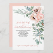 Blush Roze en ivoren papaver Eucalyptus Greenery Kaart (Voorkant / Achterkant)