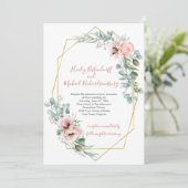 Blush roze en ivoren papaver Geometrisch Lijst Kaart (Staand voorkant)