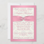 Blush Roze en Ivory Damask 50th Birthday Invite Kaart (Voorkant)