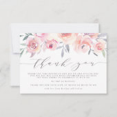 Blush roze en leisteen blauwe bruiloft Dank je Bedankkaart (Voorkant)