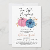 Blush roze en marine Two Little Pumpkin Baby showe Kaart (Voorkant)