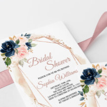 Blush Roze en marinebridal Shower Invitation
