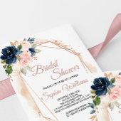 Blush Roze en marinebridal Shower Invitation Kaart