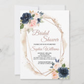 Blush Roze en marinebridal Shower Invitation Kaart (Voorkant)