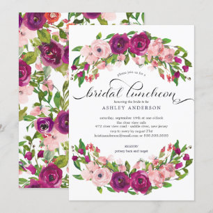 Blush Roze en Marsala Floral Bridal Luncheon Kaart