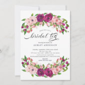 Blush Roze en Marsala Floral Bridal Tea Kaart (Voorkant)