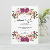 Blush Roze en Marsala Floral Bridal Tea Kaart (Staand voorkant)