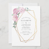 Blush roze en Mint Geometric Floral Wedding Kaart (Voorkant)