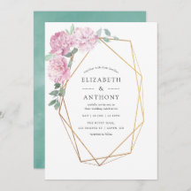 Blush roze en Mint Geometric Floral Wedding