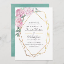 Blush roze en Mint Geometric Floral Wedding