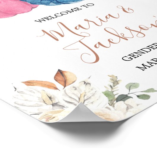 Blush roze en nabestaandenpompoen Geslacht onthull Poster (Hoek)