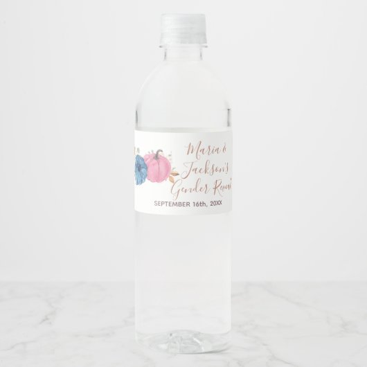 Blush roze en nagemaakte pompoen waterfles etiket (Voorkant)