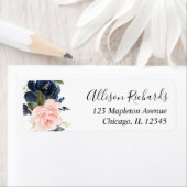 Blush roze en navy blauw bloemenwaterverven etiket (Insitu)