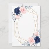 Blush Roze en Navy Blue Floral 80 verjaardag Kaart (Achterkant)