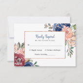 Blush roze en Navy Geometric Floral | Weddenschap Kaart (Voorkant)