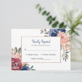 Blush roze en Navy Geometric Floral | Weddenschap Kaart (Staand voorkant)