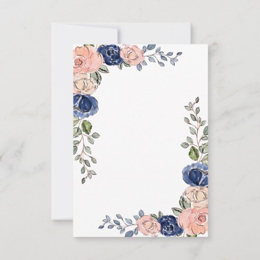 Blush roze en Navy Geometric Floral | Weddenschap Kaart (Achterkant)