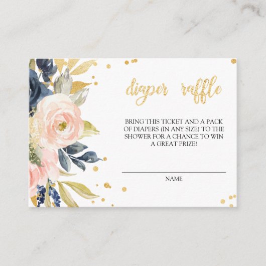 Blush Roze en nazeemacht Baby shower Diaper Raffle Informatiekaartje (Voorkant)