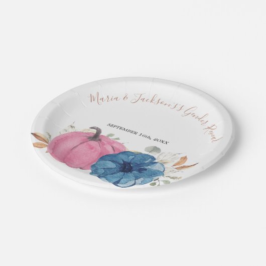 Blush roze en nazeeppompoen Robuust Papieren Bordje (Gekanteld)