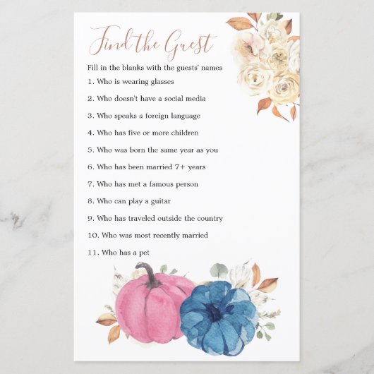 Blush roze en nazeeppompoen Rustic Zoek de gast (Voorkant)