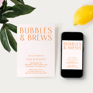 Blush Roze en Oranje bubbels & Verloving van breie Kaart