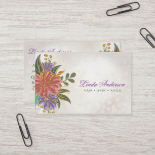 Blush roze en Paars met Gold Waterverf Floral Visitekaartje