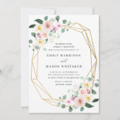 Blush roze en Paarse Floral Eucalyptus Weddenschap Kaart (Voorkant)