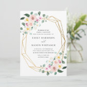 Blush roze en Paarse Floral Eucalyptus Weddenschap Kaart (Staand voorkant)