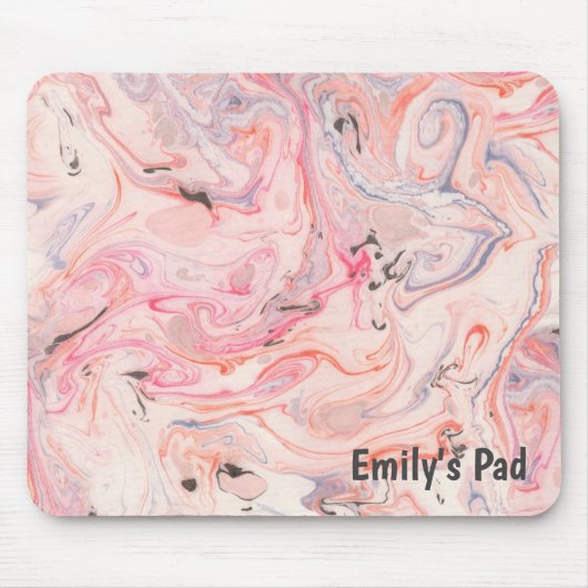 Blush roze en Paarse marmering Muismat (Voorkant)