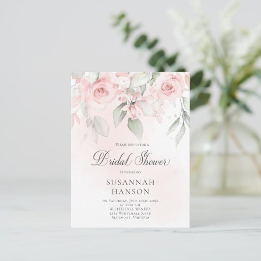 Blush Roze en Pastel Groen Bloemen Vrijgezellenfee Briefkaart (Staand voorkant)