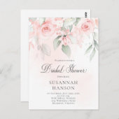 Blush Roze en Pastel Groen Bloemen Vrijgezellenfee Briefkaart (Voorkant / Achterkant)