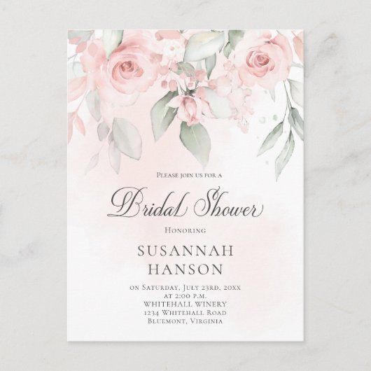 Blush Roze en Pastel Groen Bloemen Vrijgezellenfee Briefkaart (Voorkant)