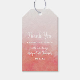 Blush roze en perse Waterverf bruiloft Bedankt Cadeaulabel