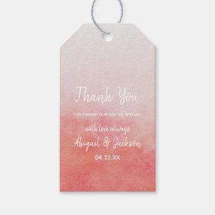 Blush roze en perse Waterverf bruiloft Bedankt Cadeaulabel