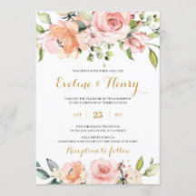 Blush roze en perzik bloemen en gouden boho bruilo