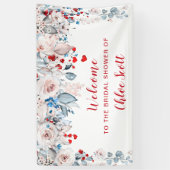 Blush Roze en Rode Bloemen Vrijgezellenfeest Welko Spandoek (Verticaal)