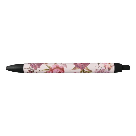 Blush Roze en rode Waterverf Florenz Rozen Zwarte Inkt Pen (Voorkant)